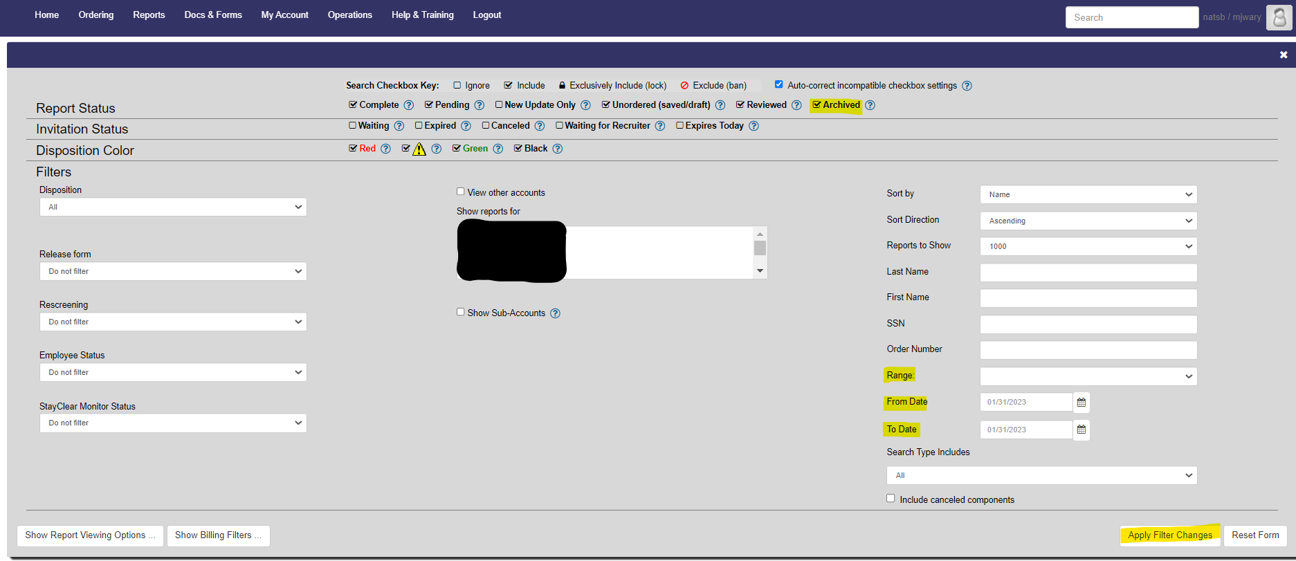 Retrieving an archived report